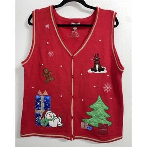 Vintage Super Fun‎ Christmas Sweater Vest by White Stag - Plus Size 16/18
